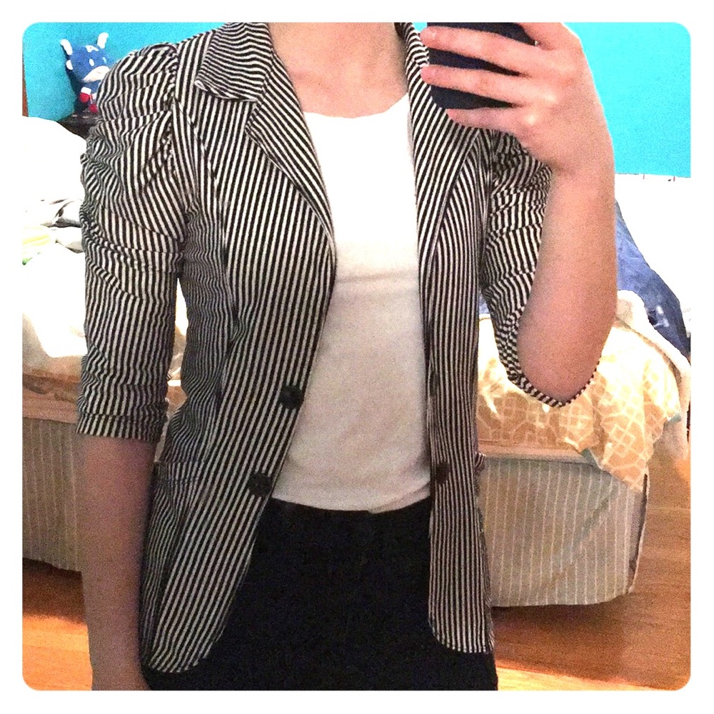 Black and white striped blazer